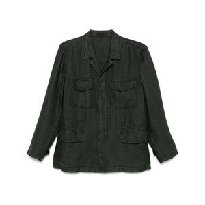 Boglioli Relaxed-Fit Black Linen Parka With Classic Collar - NWT